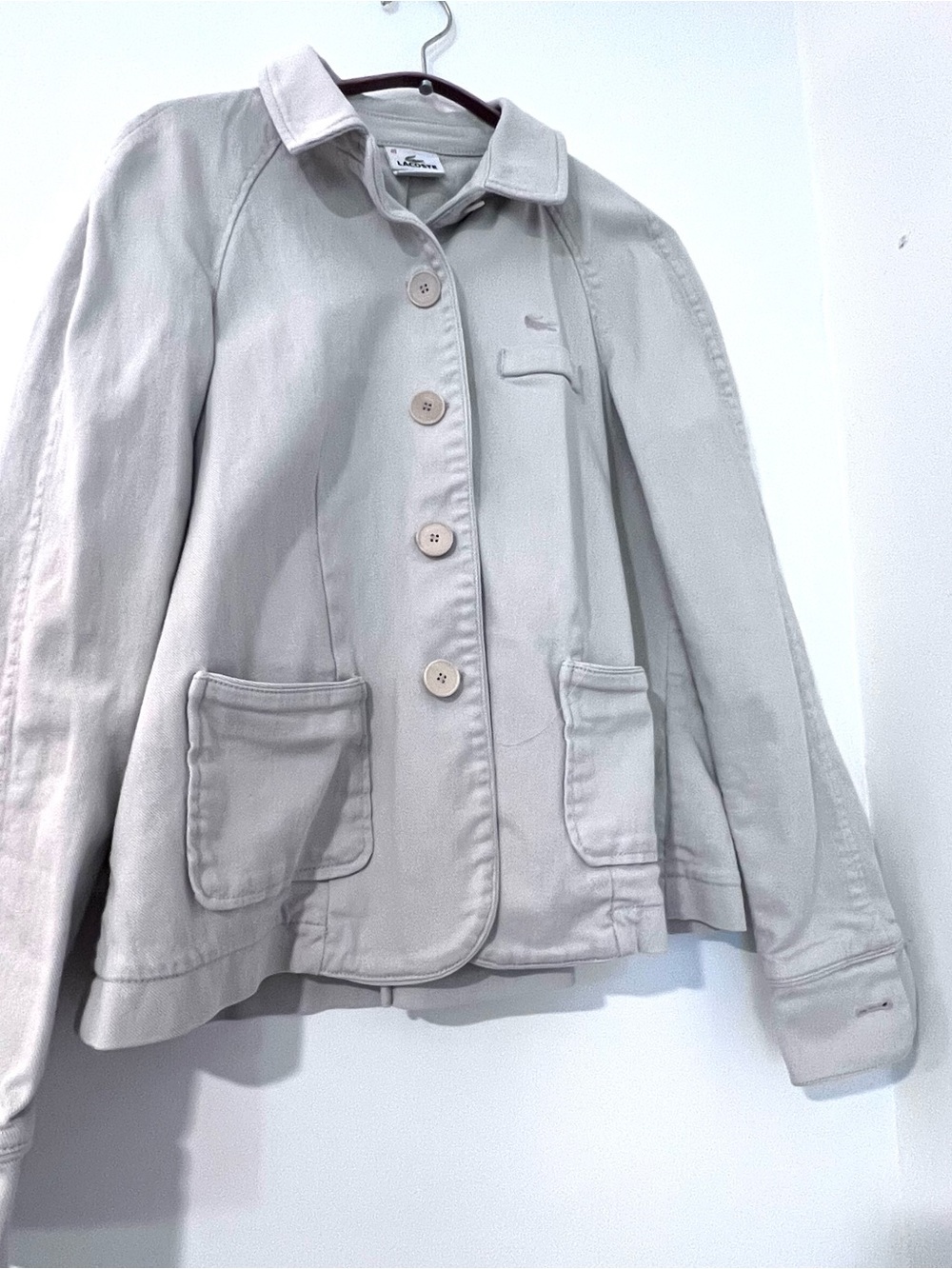 Lacoste Vintage Cotton Canvas Chore Utility Jacket Beige Size 40